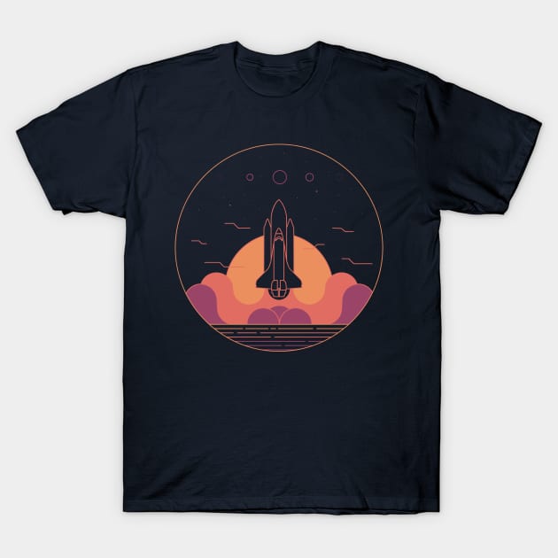 Space Shuttle Take Off T-Shirt by technofaze